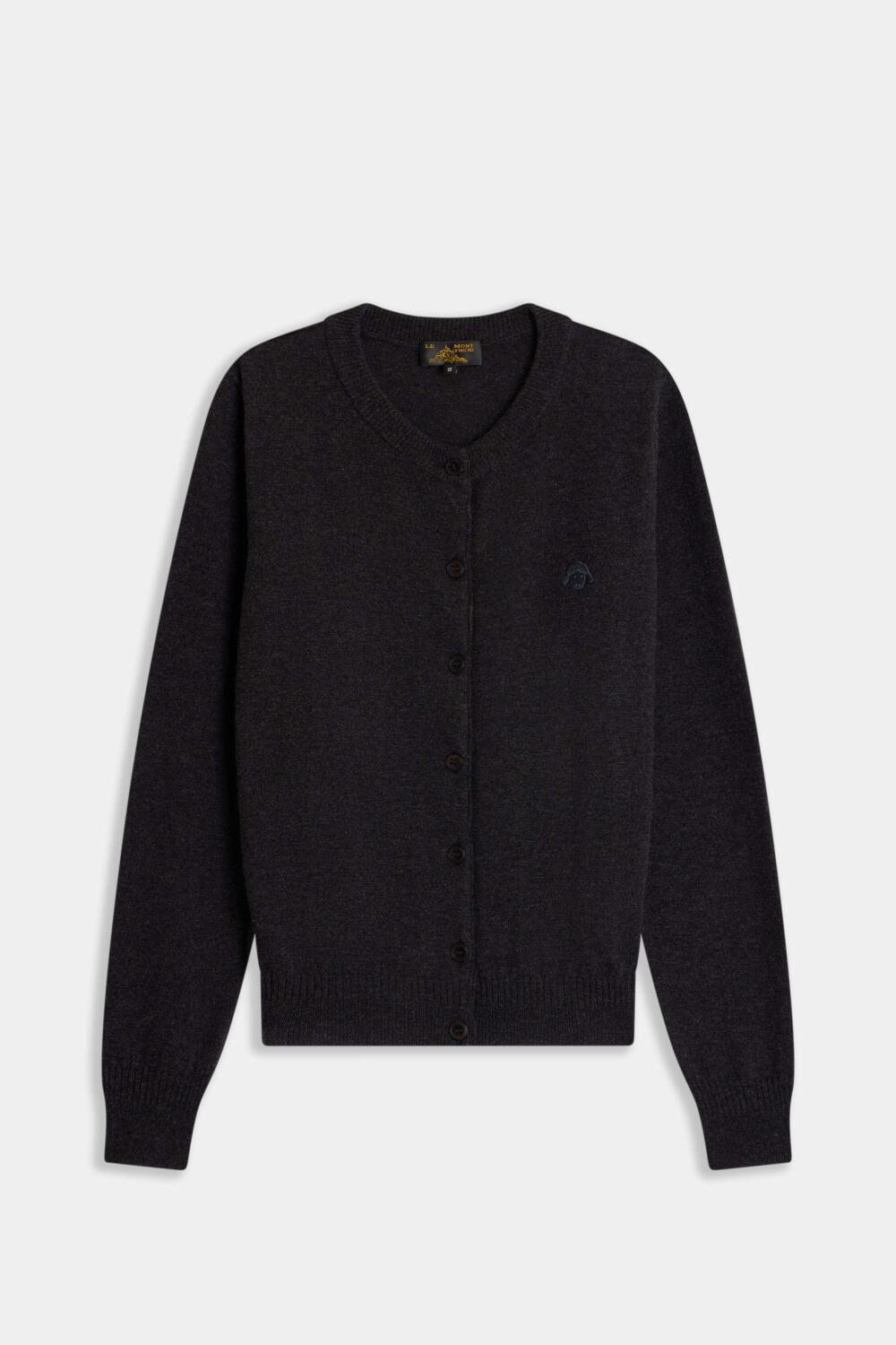 GLINA - CARDIGAN PATCH MOUTON - L, CHARBON
