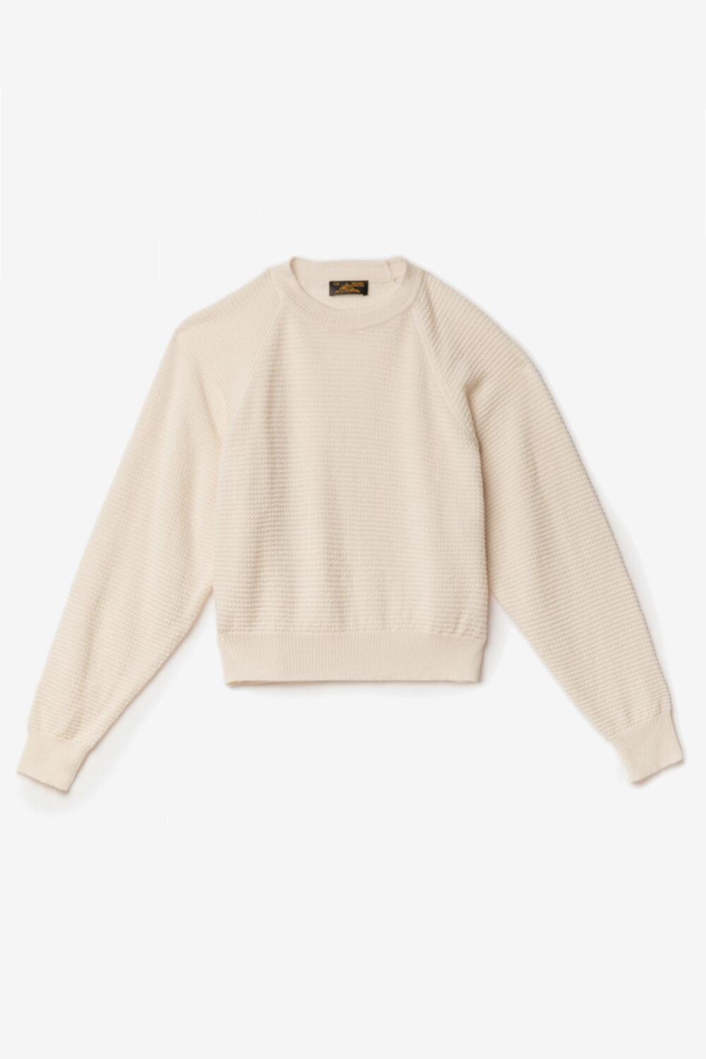 SERMENA - WAFFLE KNIT SWEATER - S, OFFWHITE
