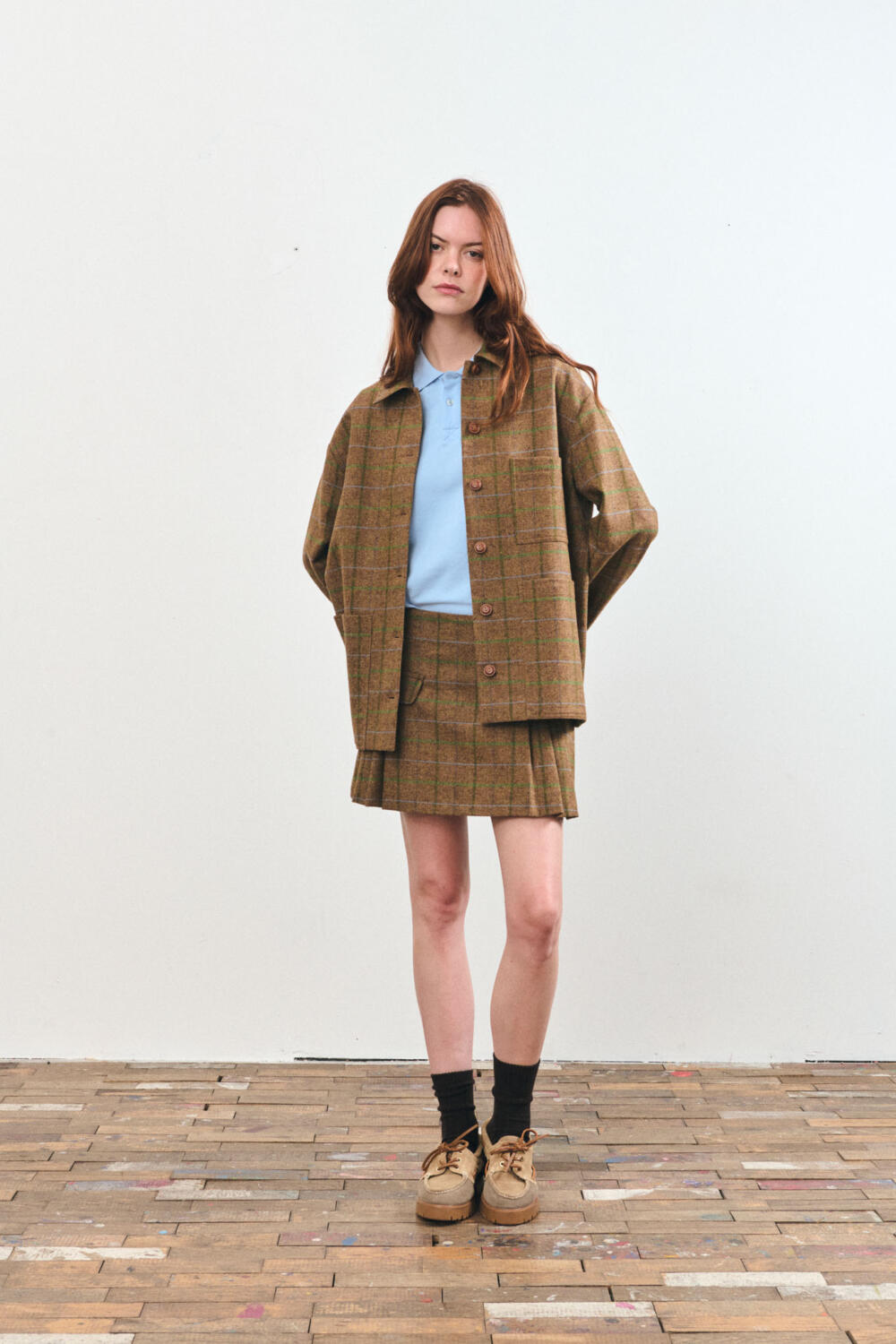 VILLAC - CHECKED JACKET - 34, CURRY
