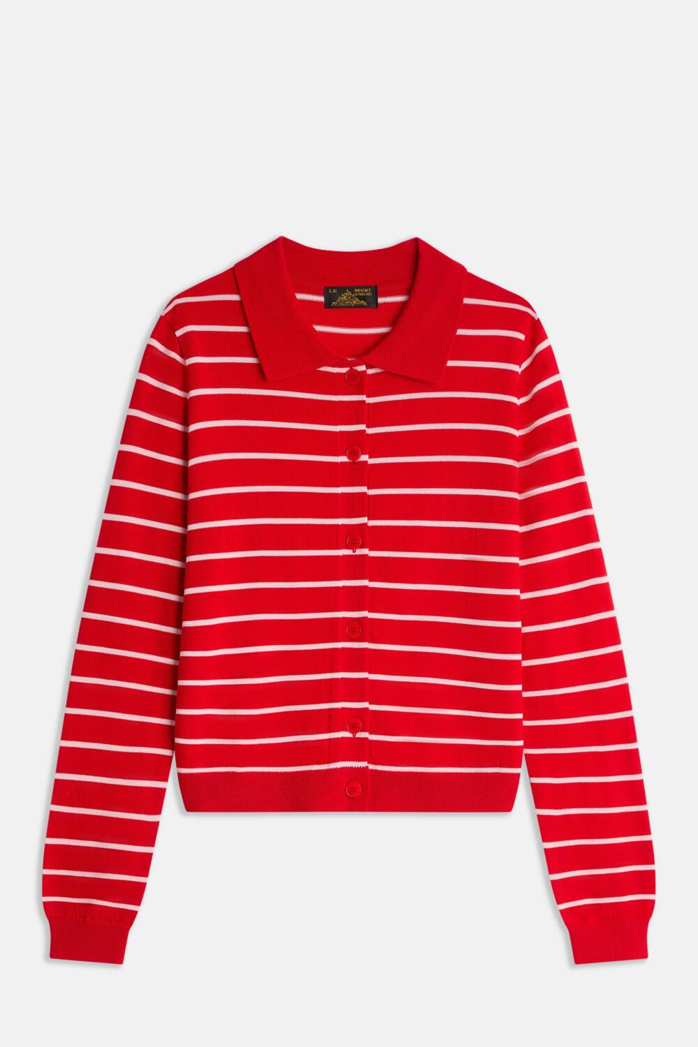 GILENA - CARDIGAN À RAYURES - XS, ROUGE