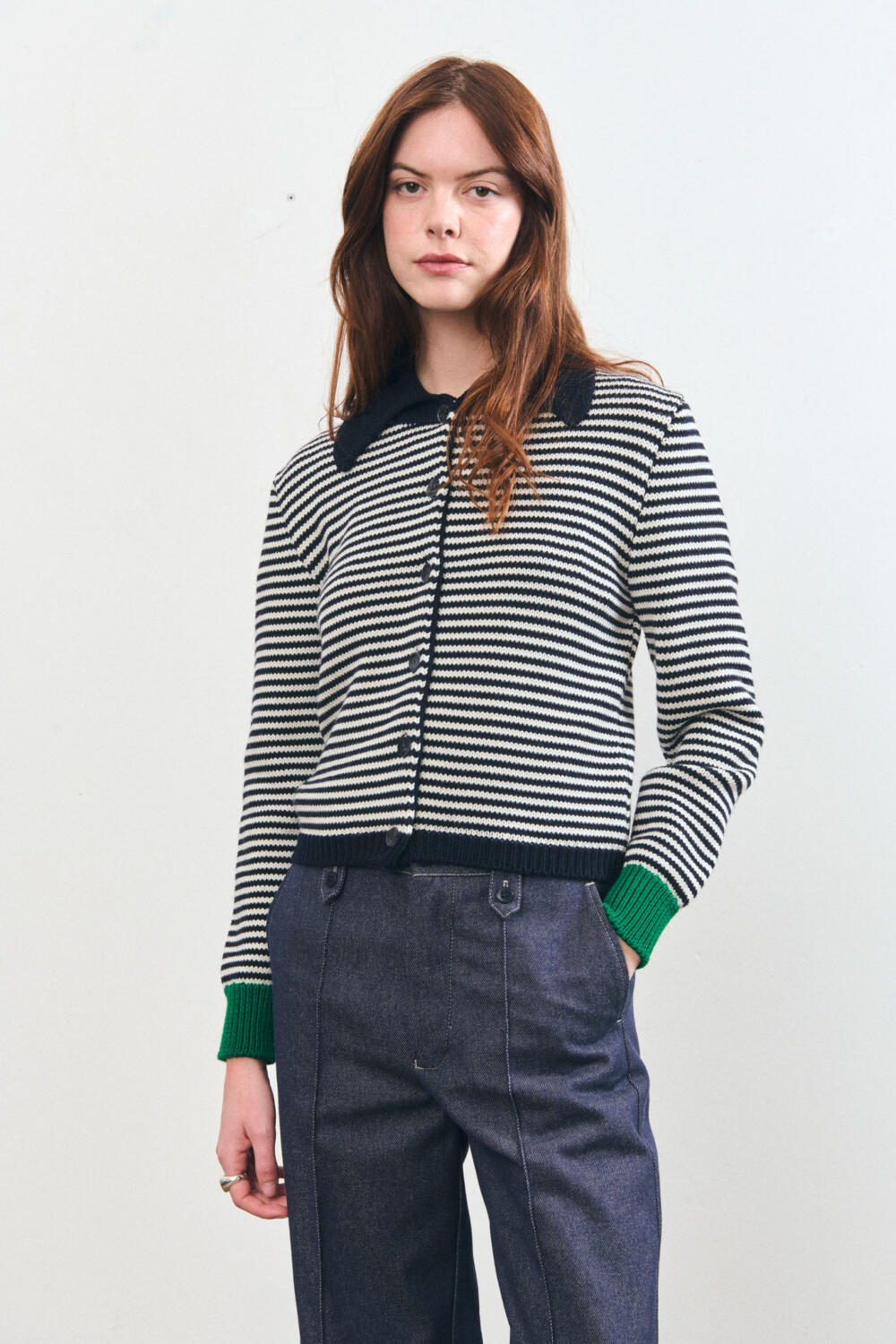 GERASIE - CARDIGAN EN MERINOS - L, MARINE