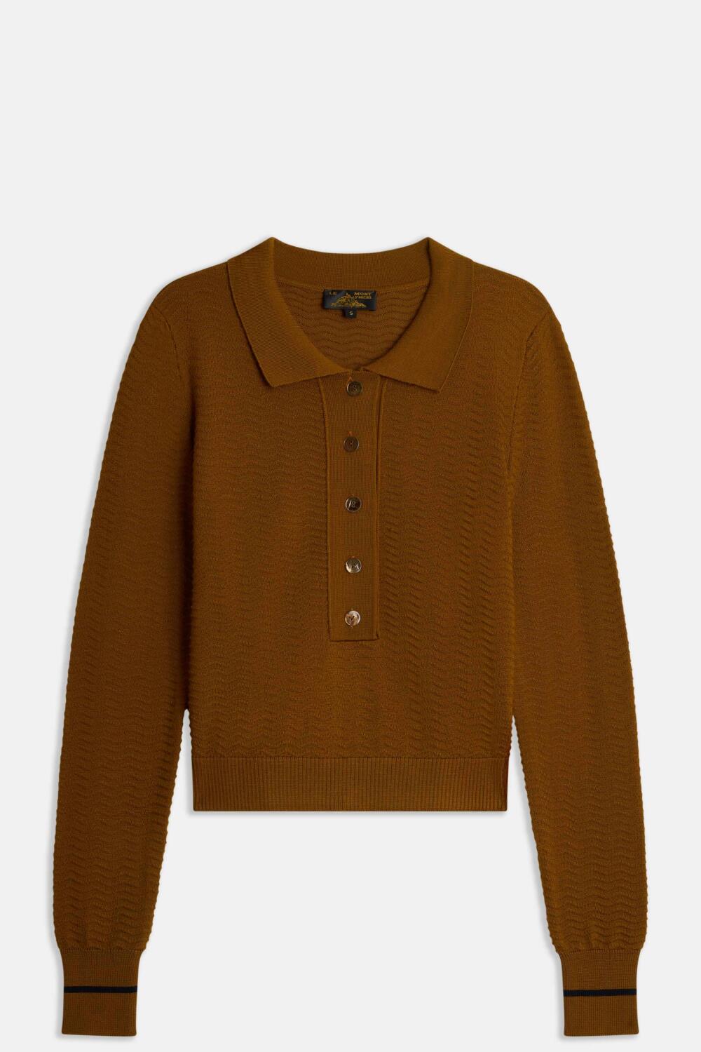 SIHAM - PULL À COL POLO - S, AMBRE
