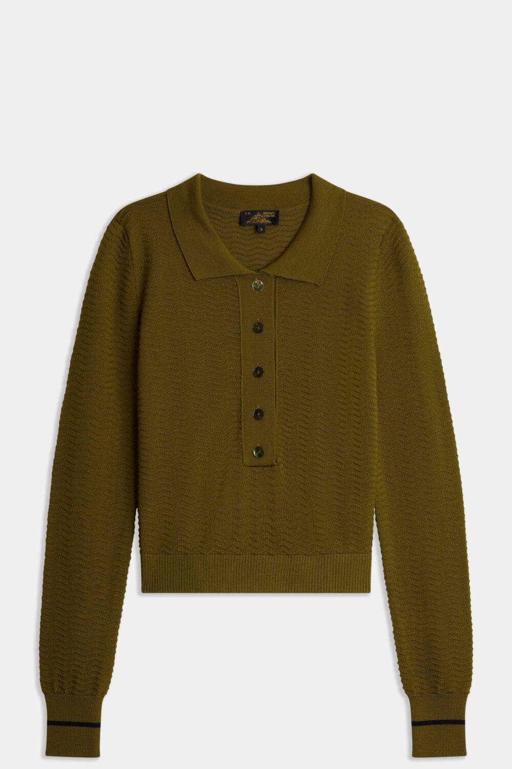 SIHAM - PULL À COL POLO - XS, KAKI