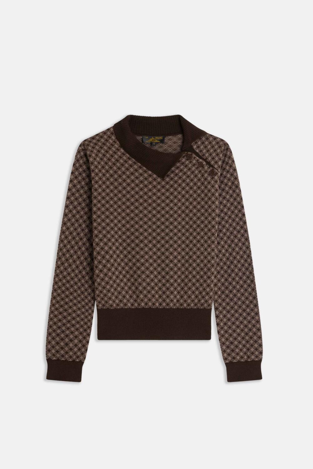 SARINA-JACQUARD SWEATER - XS, BROWN