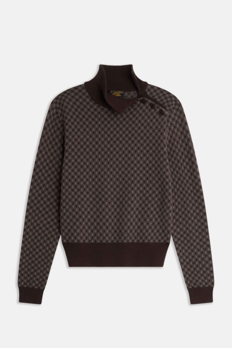 SARINA-JACQUARD SWEATER - BROWN