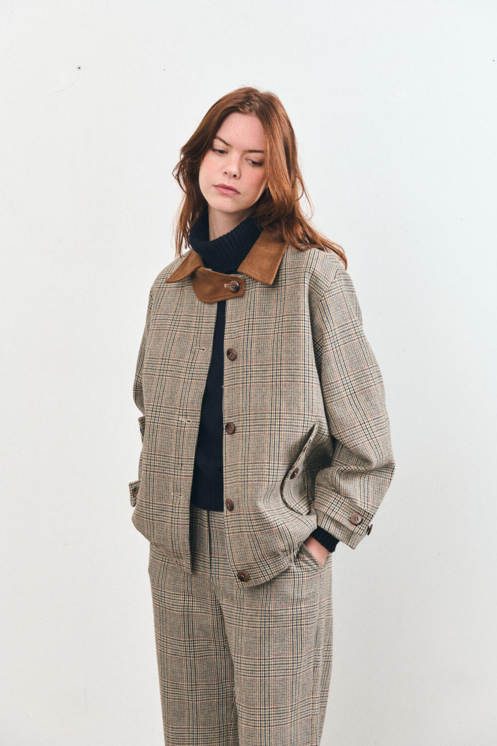 VOISIN - PRINCE OF WALES JACKET - 34, BROWN