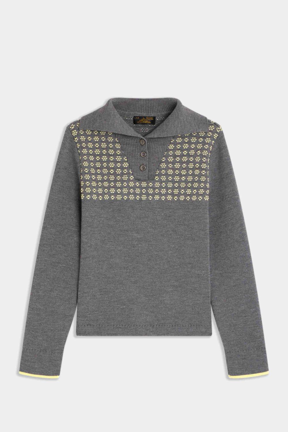 SAMIA-JACQUARD SWEATER - XS, GREY