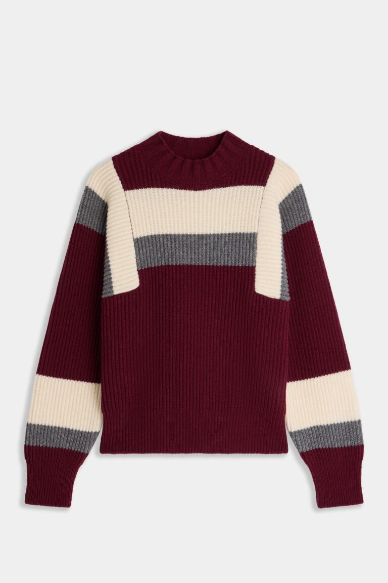 SYBELLE-STRIPED SWEATER - BORDEAUX