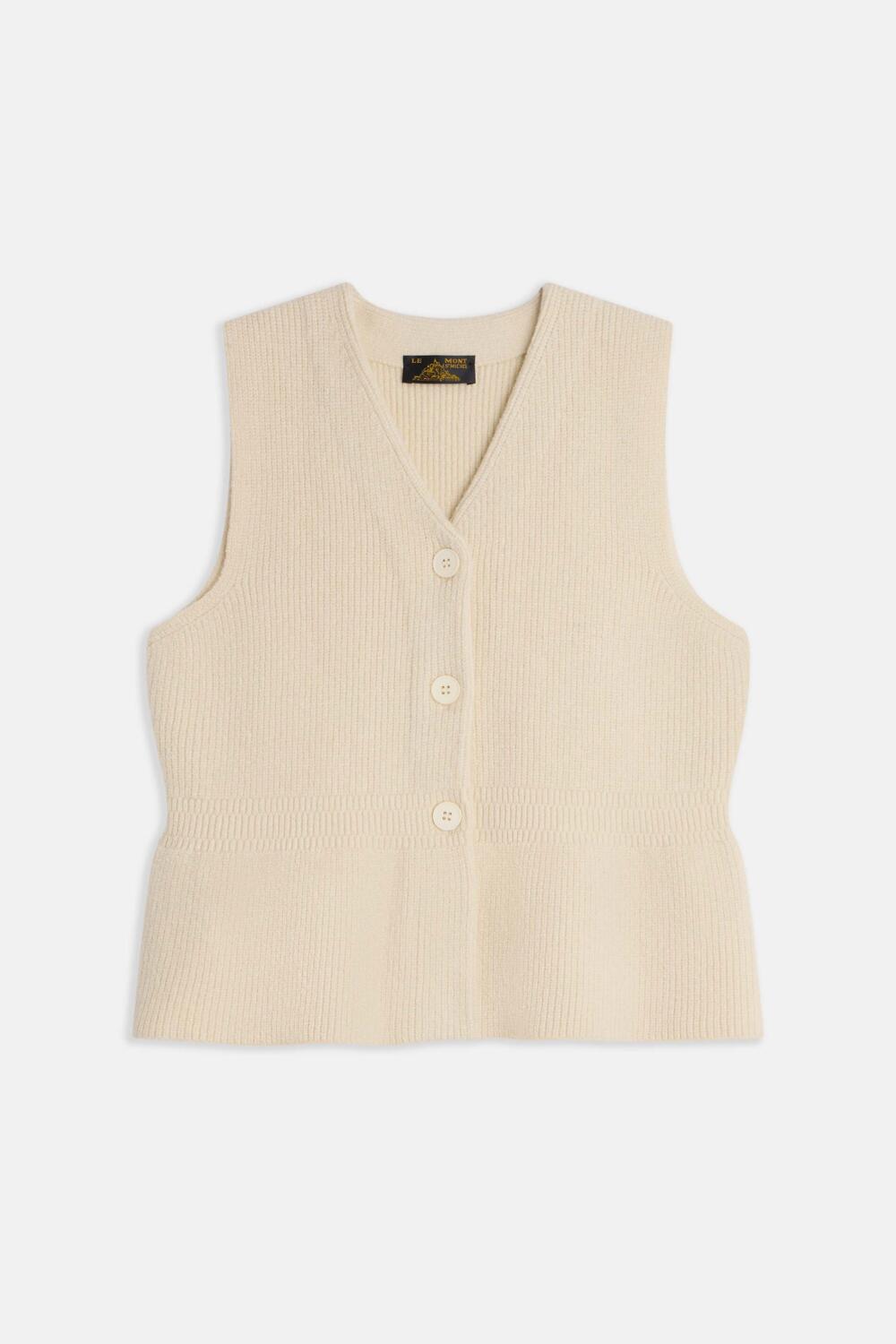 GANNES - CARDIGAN SANS MANCHES - L, ECRU
