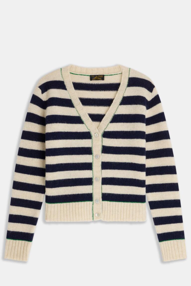 GABRIAC-STRIPED CARDIGAN - ECRU