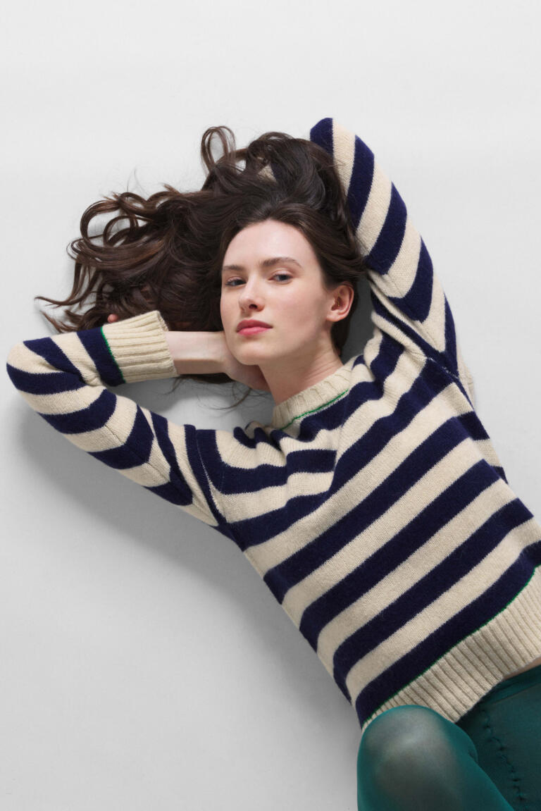 SEBERI-STRIPED SWEATER - ECRU