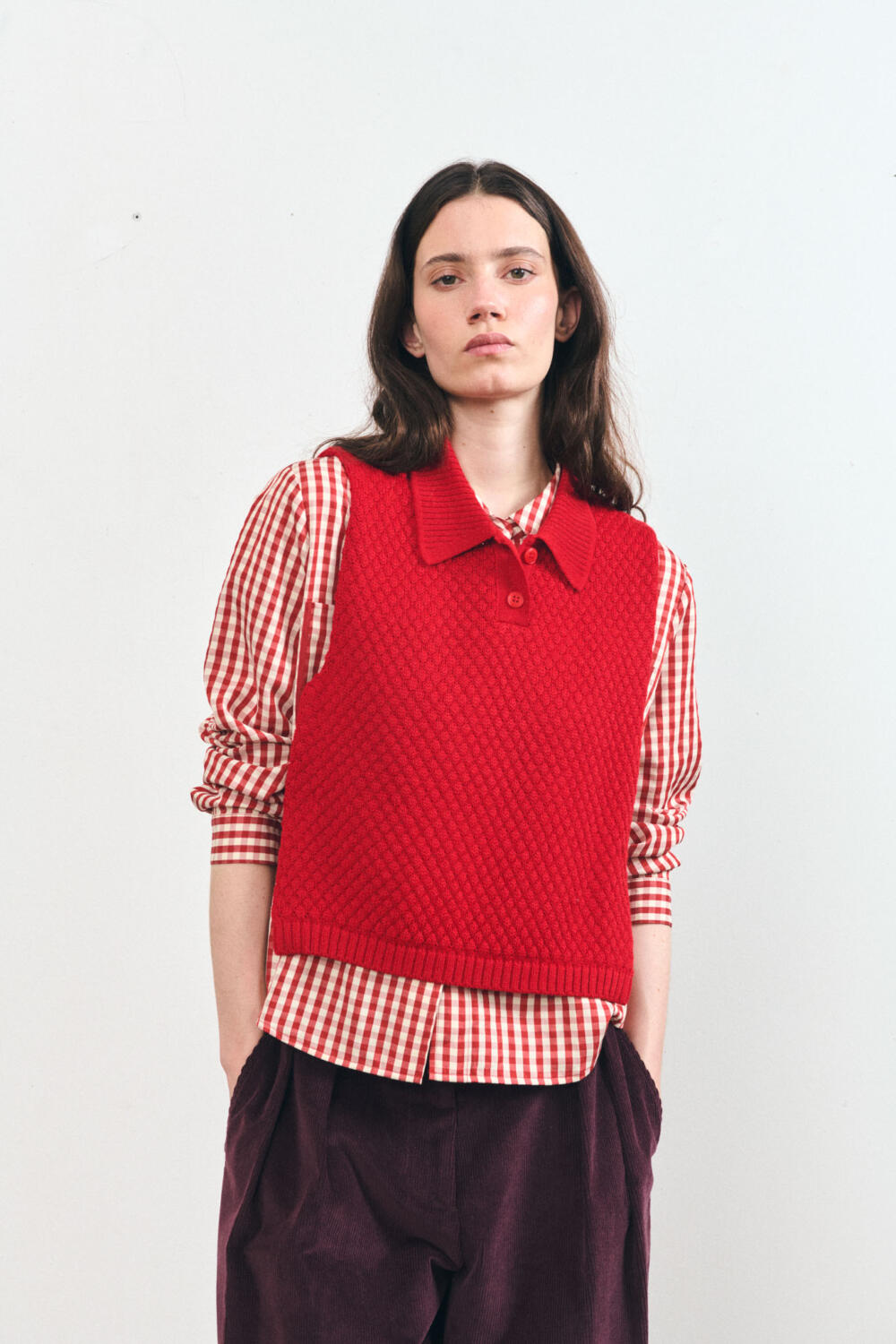 SAKO - SLEEVELESS SWEATER - L, NAVY