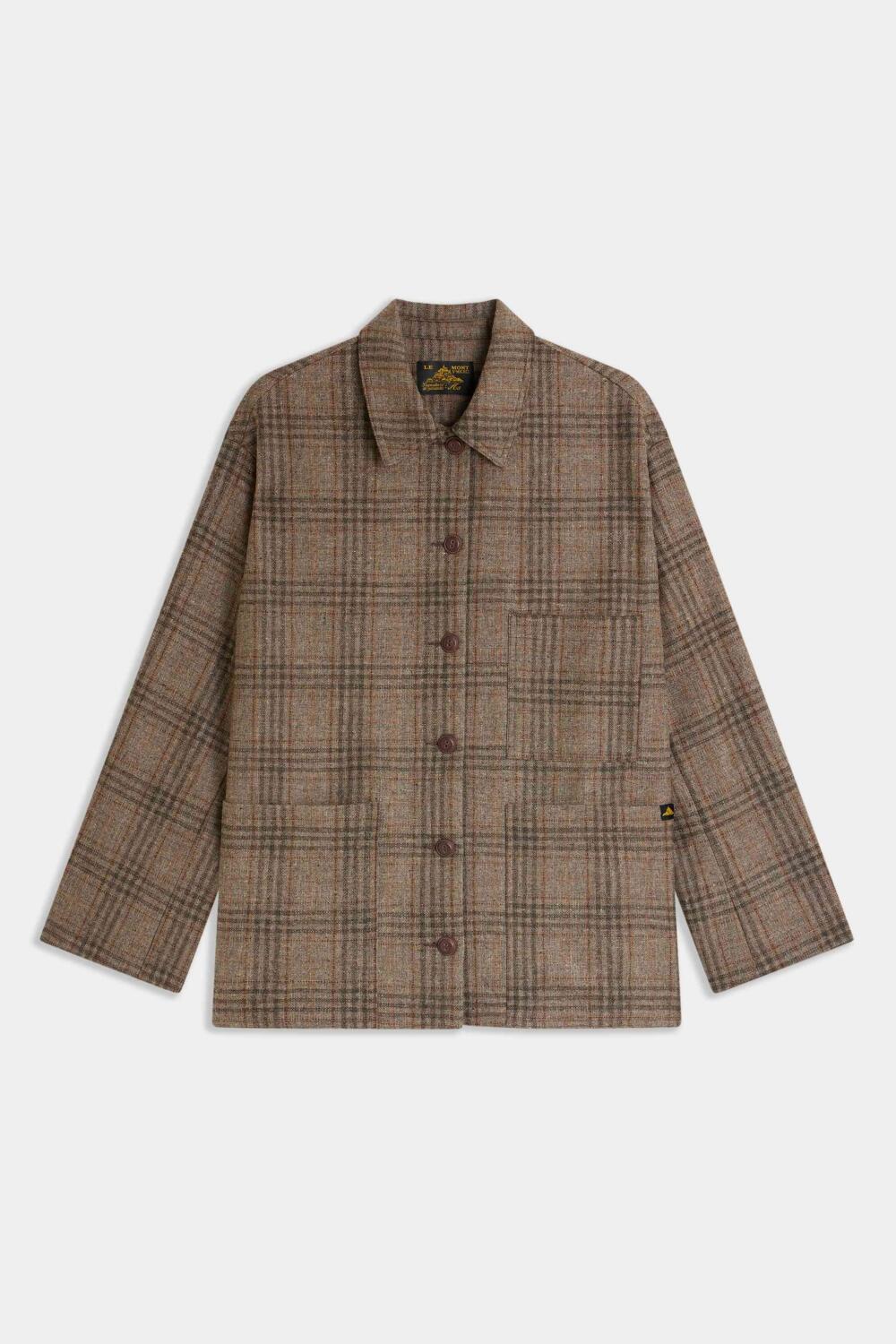 VILLAC - CHECKED JACKET - 34, BROWN
