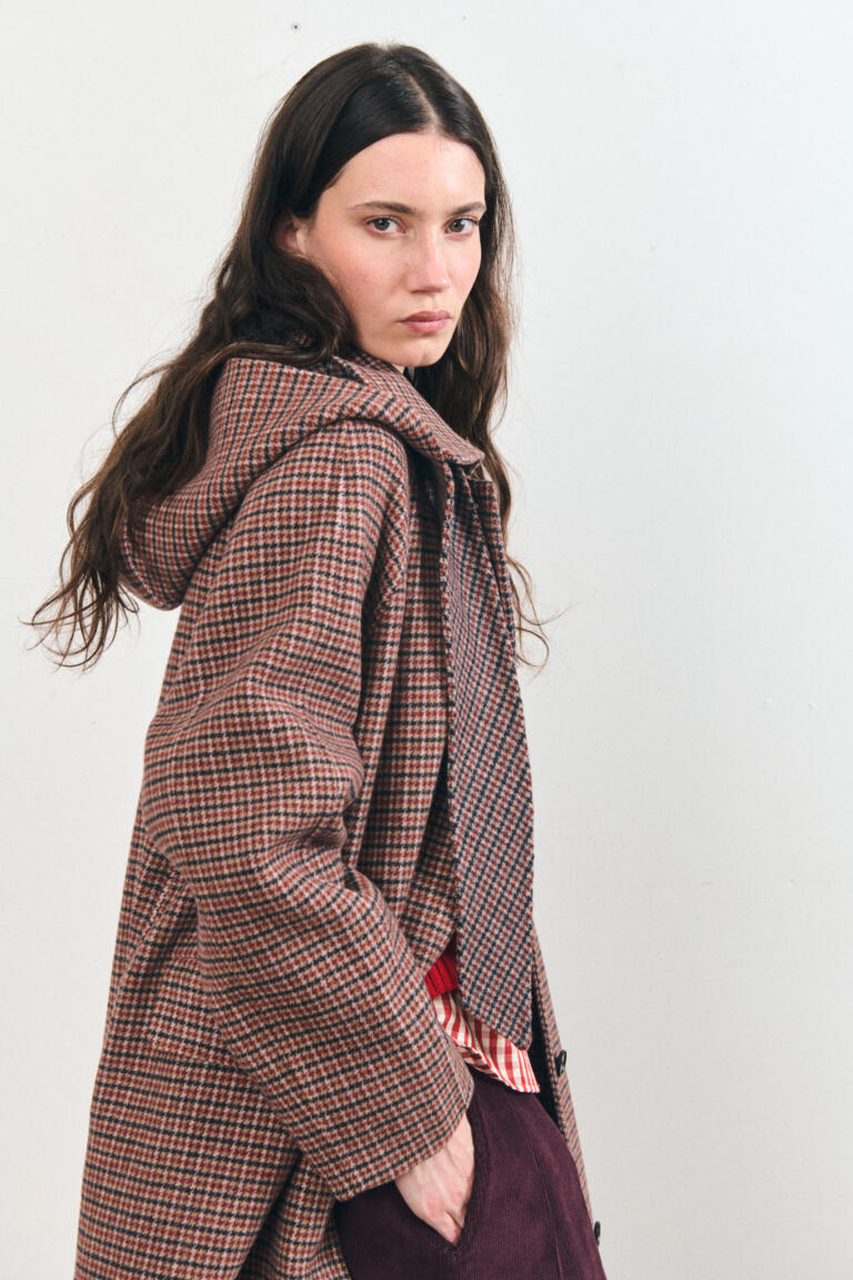 MERRY - MANTEAU PIED-DE-POULE - MARRON, seconde vue