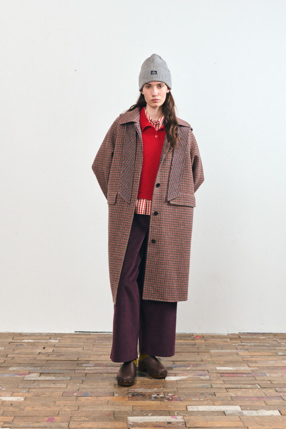 MERRY - MANTEAU PIED-DE-POULE - 34, MARRON