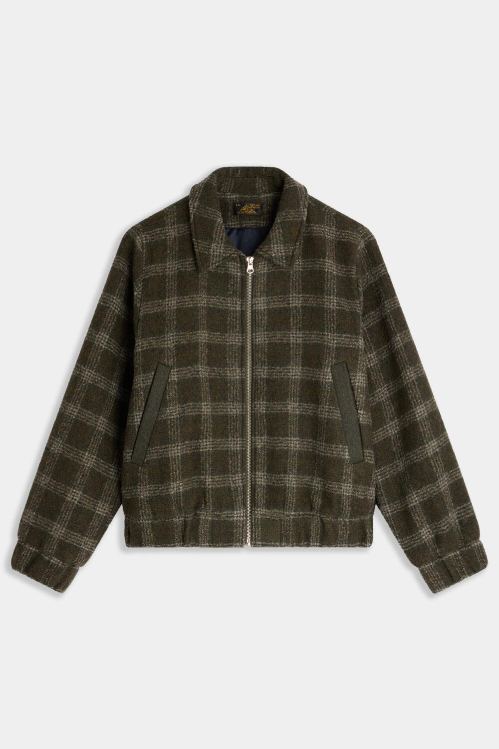 VALAYA CHECKED JACKET WITH ZIP - 38, KAKI