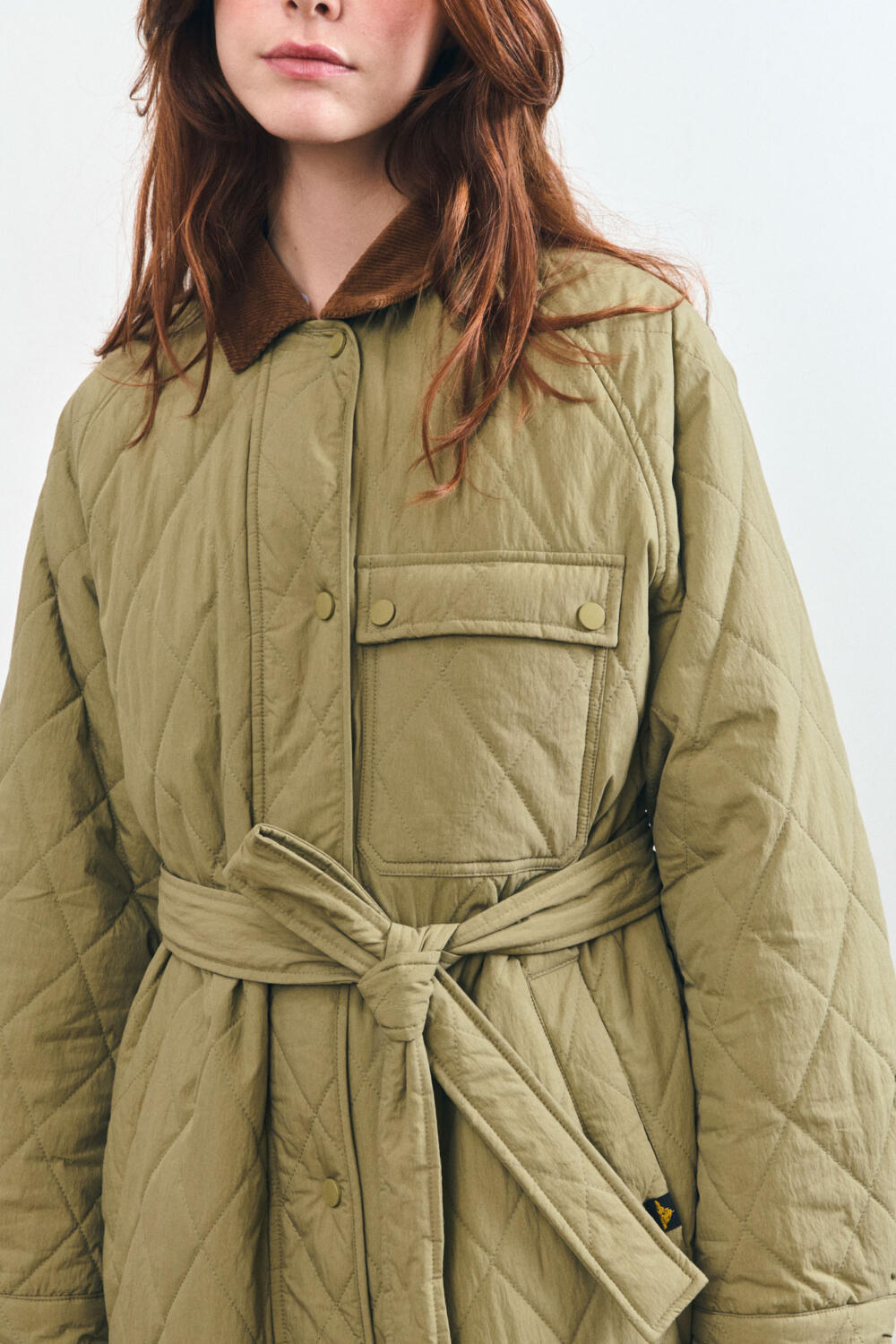 MOSKA - QUILTED COAT - XS, KAKI