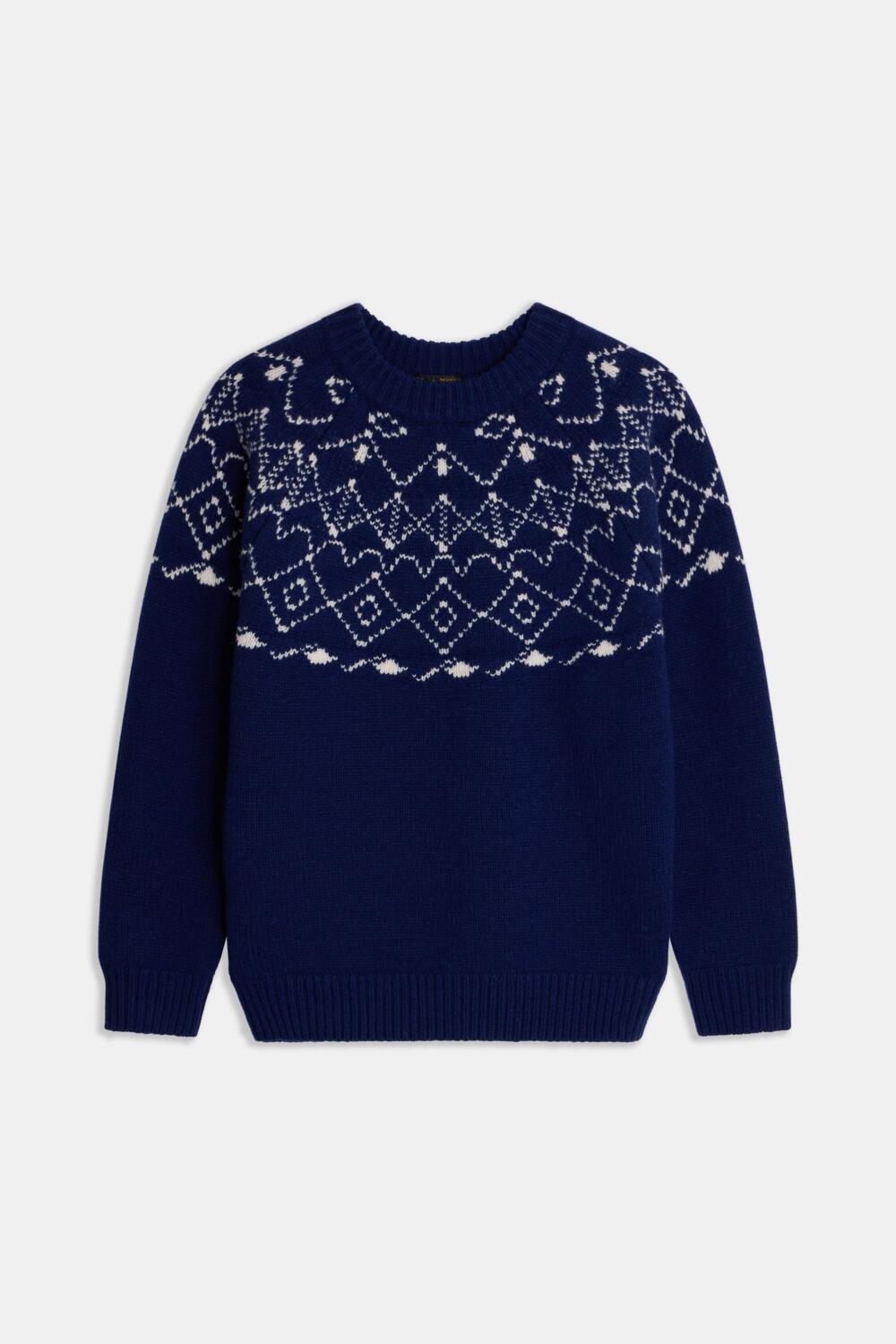 SONIC - JACQUARD SWEATER - L, NAVY