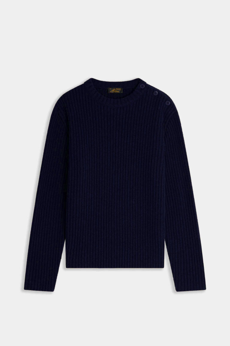 SEDINI - PULL EN LAINE MÉRINOS - MARINE, seconde vue