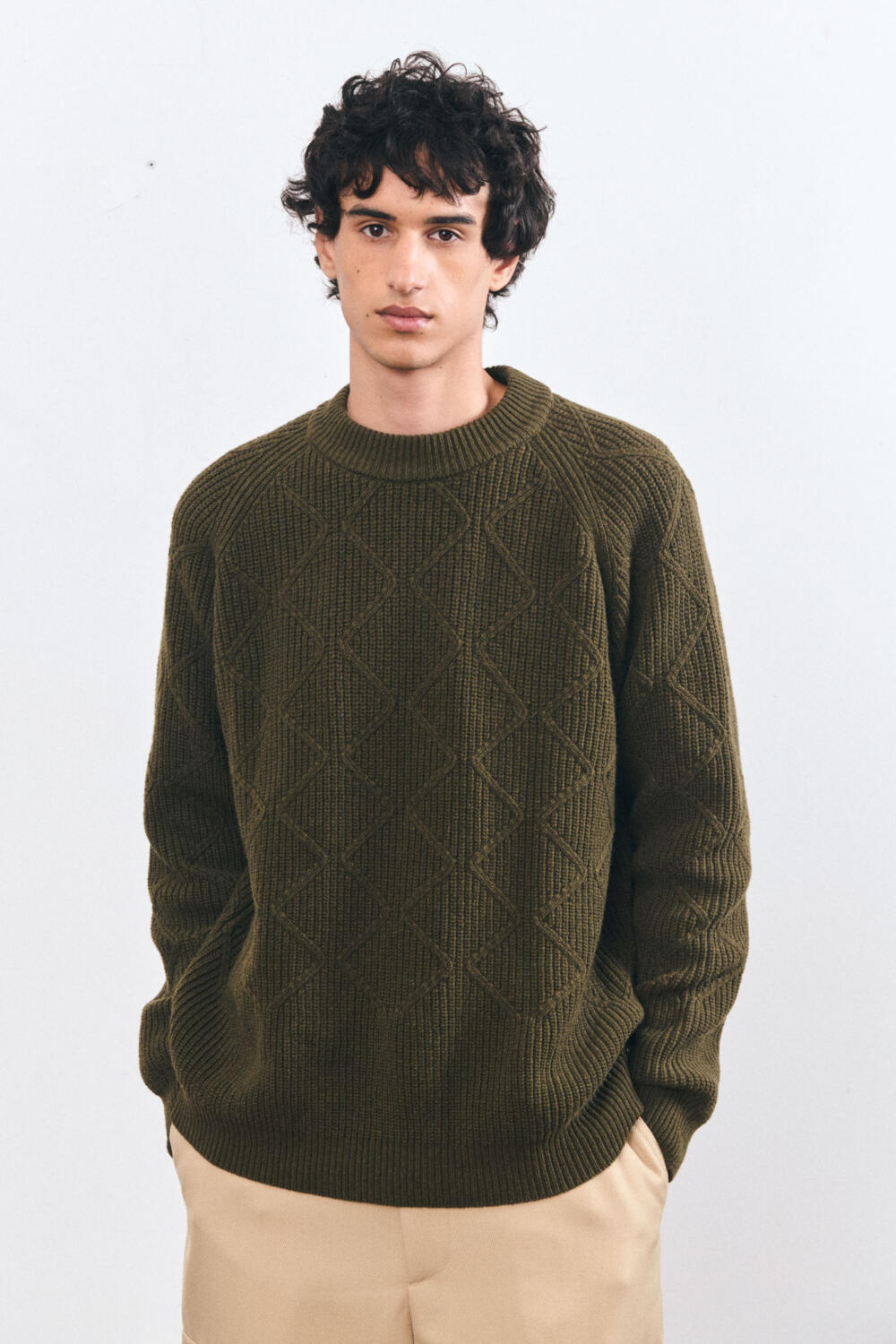 SECLIN - PULL EN MERINOS - S, KAKI