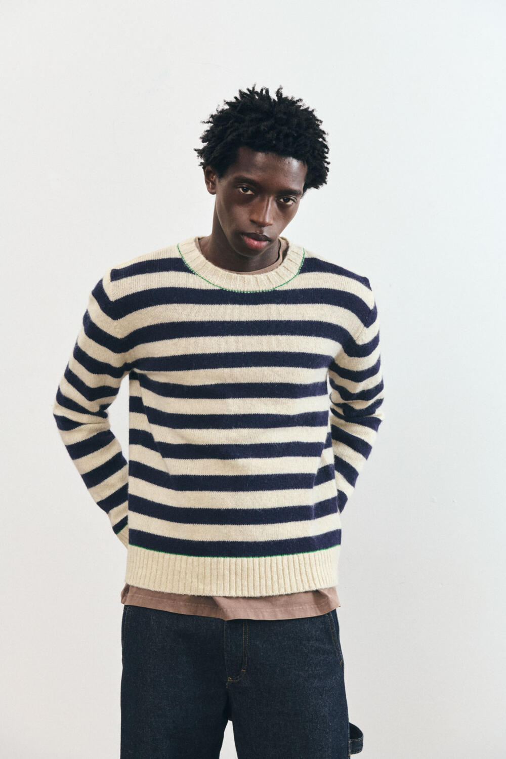 SABUR - STRIPED SWEATER - XXL, OFFWHITE