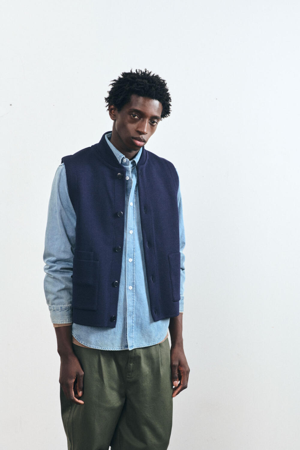GARY - SLEEVELESS CARDIGAN - XS, NAVY