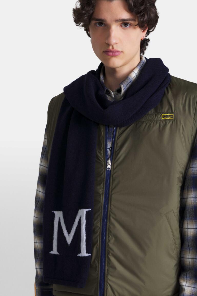 AMIEL-CASHMERE MERINOS SCARF - MARINE, seconde vue
